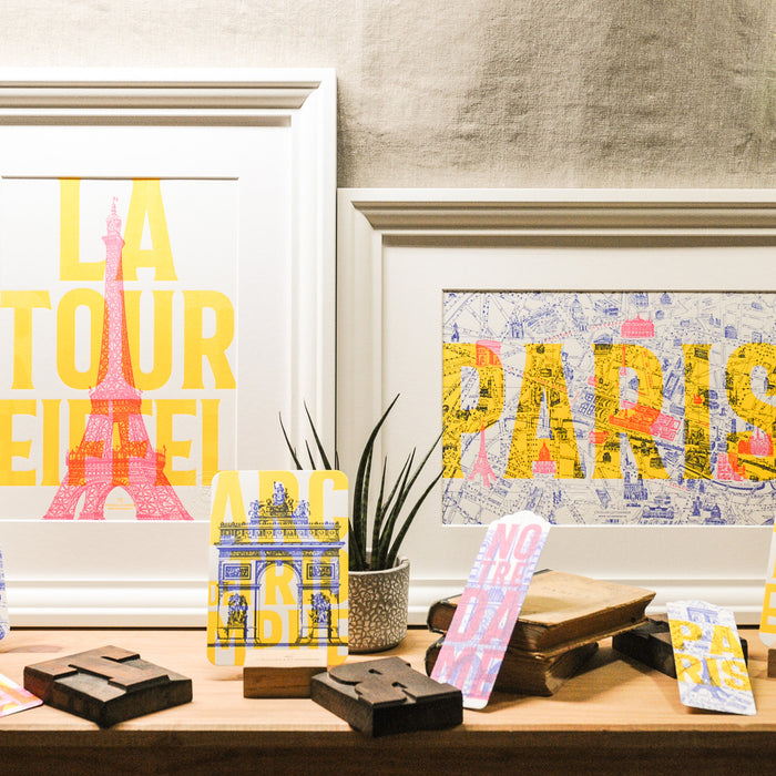 Affiche Letterpress fluo Notre Dame de Paris