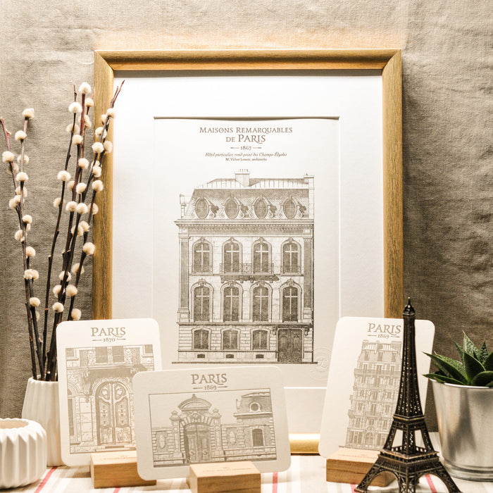 Letterpress Art Print Parisian Building Place Voltaire