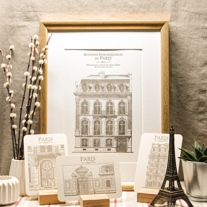 Letterpress Art Print Parisian Building on the Champs-Elysées