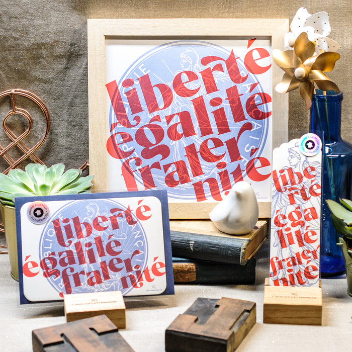 Letterpress Card Liberty, Equality, Fraternity