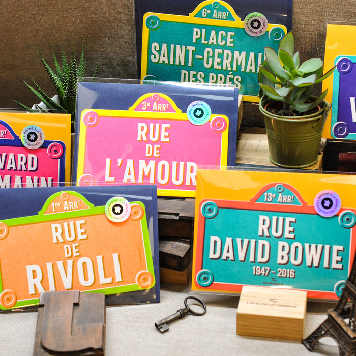Carte Letterpress Plaque de Rue de Rivoli (avec enveloppe)
