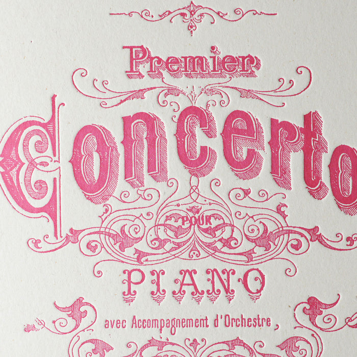 Letterpress Art Print Piano Concerto by Saint-Saëns