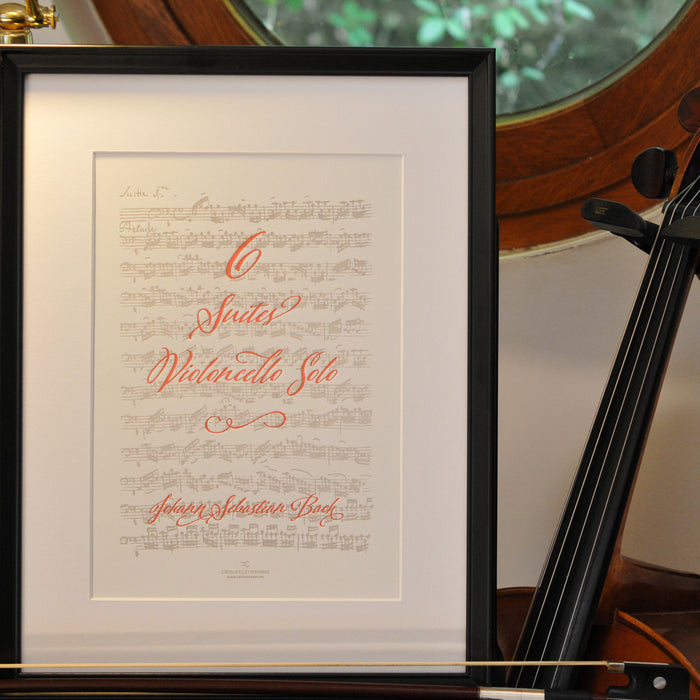 Letterpress Art print Cello Suites by Bach