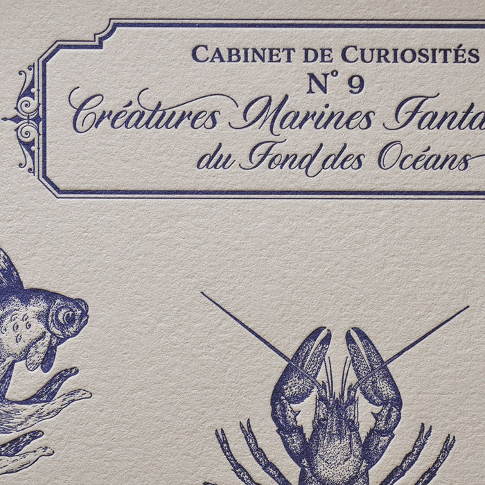 Letterpress Art print Fantastic Marine Creatures