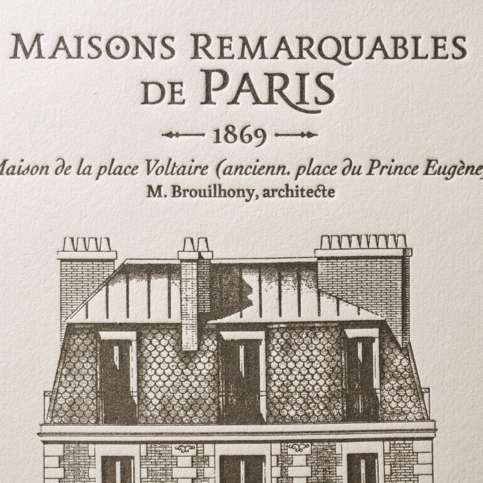 Affiche Letterpress Immeuble place Voltaire