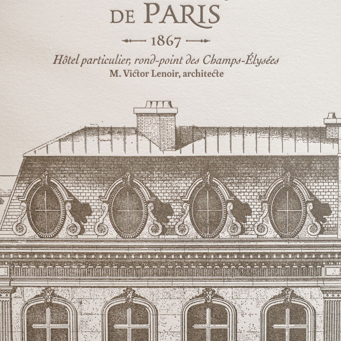 Affiche Letterpress Immeuble rond-point des Champs-Elysées