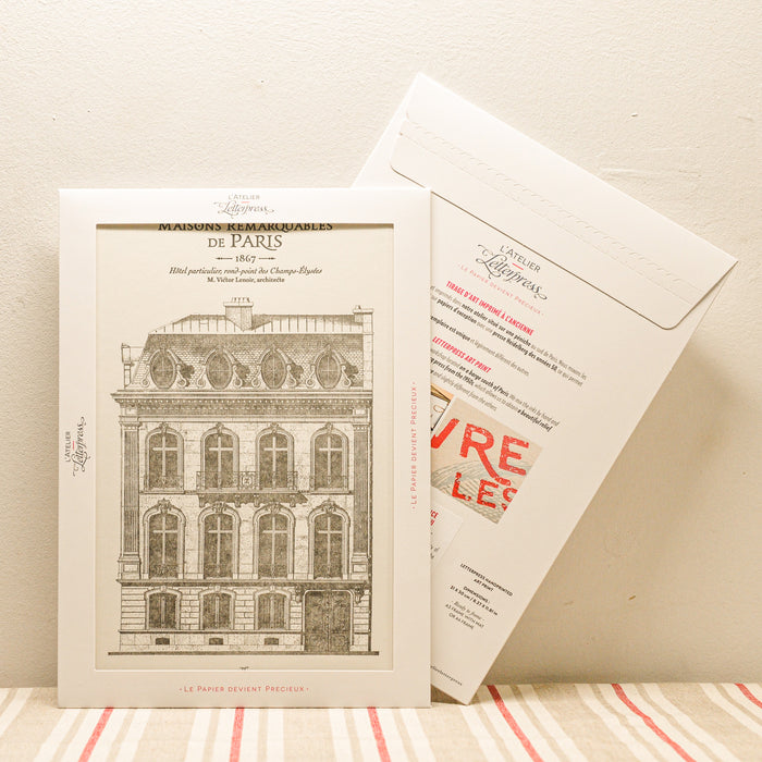 Letterpress Art Print Parisian Building on the Champs-Elysées