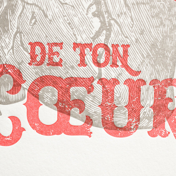 Affiche Letterpress Suis les Battements de ton Coeur