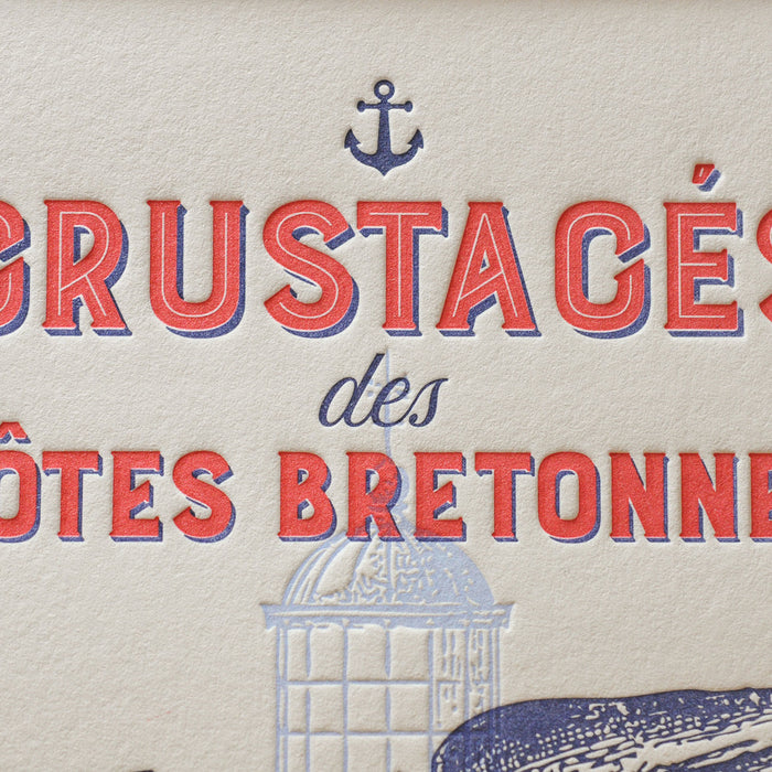 Affiche Letterpress Crustacés des Côtes Bretonnes
