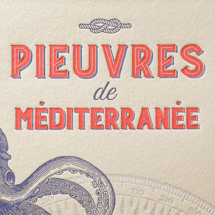 Letterpress Art Print Mediterranean Octopuses