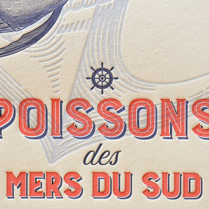 Affiche Letterpress Poissons des Mers du Sud
