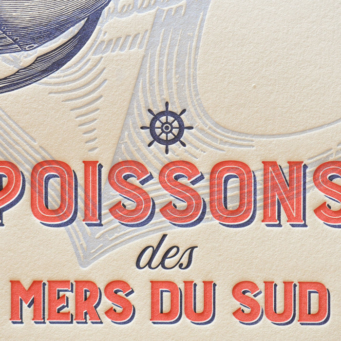 Affiche Letterpress Poissons des Mers du Sud