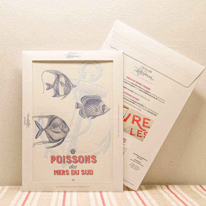 Affiche Letterpress Poissons des Mers du Sud