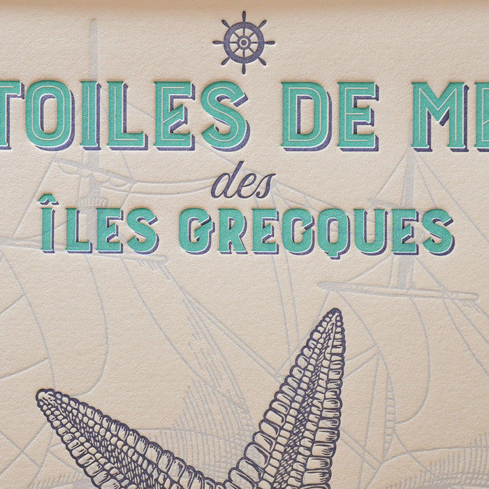 Affiche Letterpress Etoiles de Mer des Îles Grecques