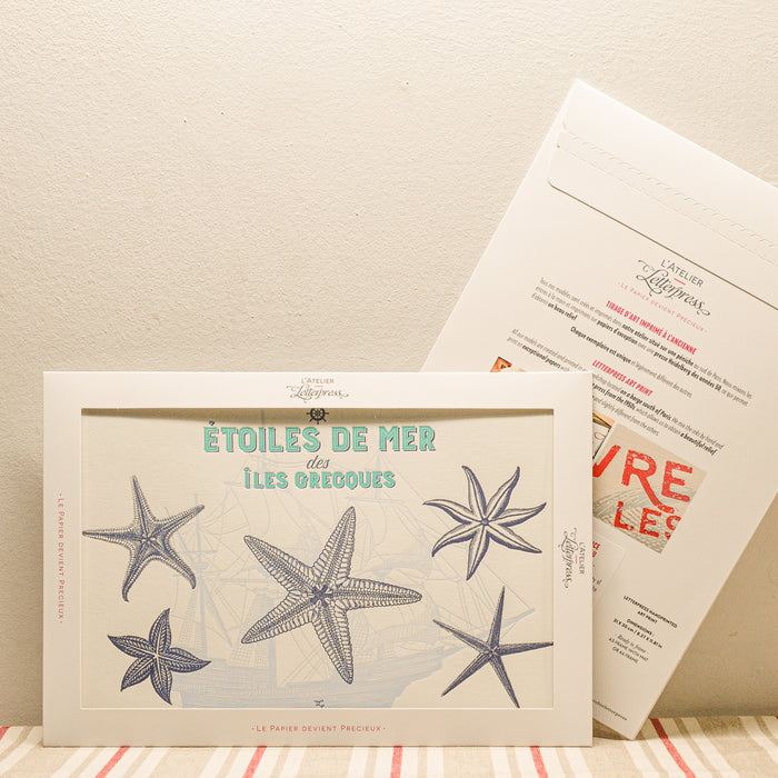 Letterpress Art Print Starfish from Greek Islands