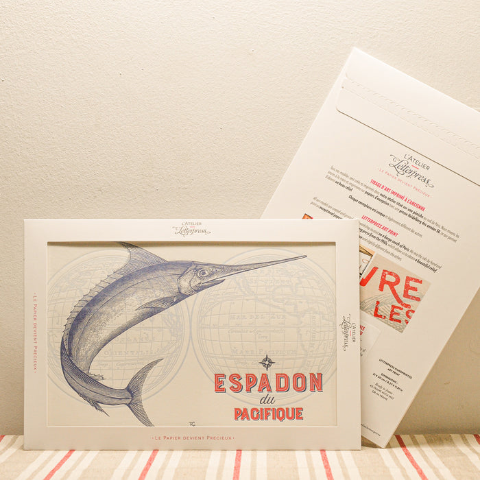 Affiche Letterpress Espadon du Pacifique