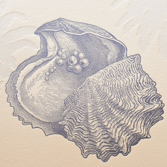 Letterpress Art Print Shells from Polynesian Atolls - Turquoise