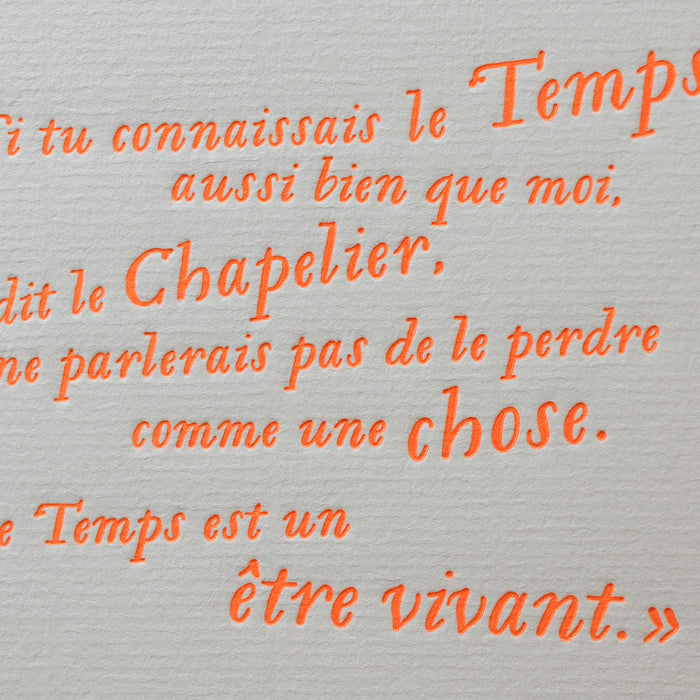 Affiche Letterpress Chapelier Fou - Alice au Pays des Merveilles