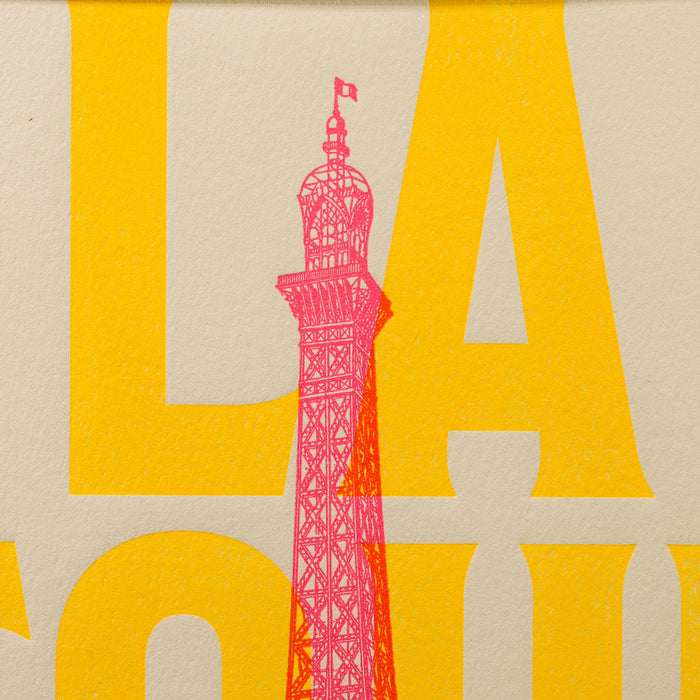 Affiche Letterpress fluo Tour Eiffel