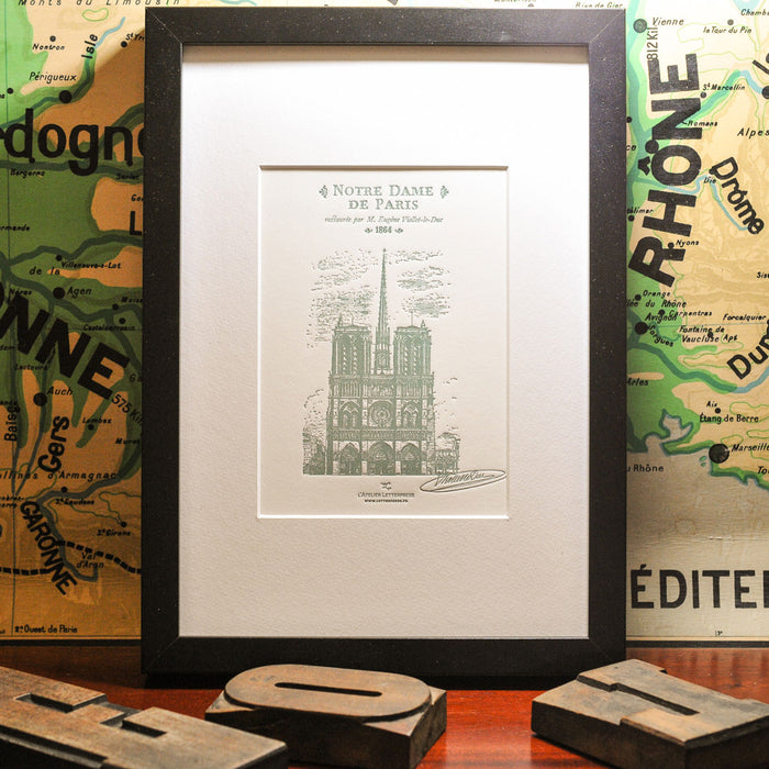 Petite Affiche Letterpress Notre Dame de Paris