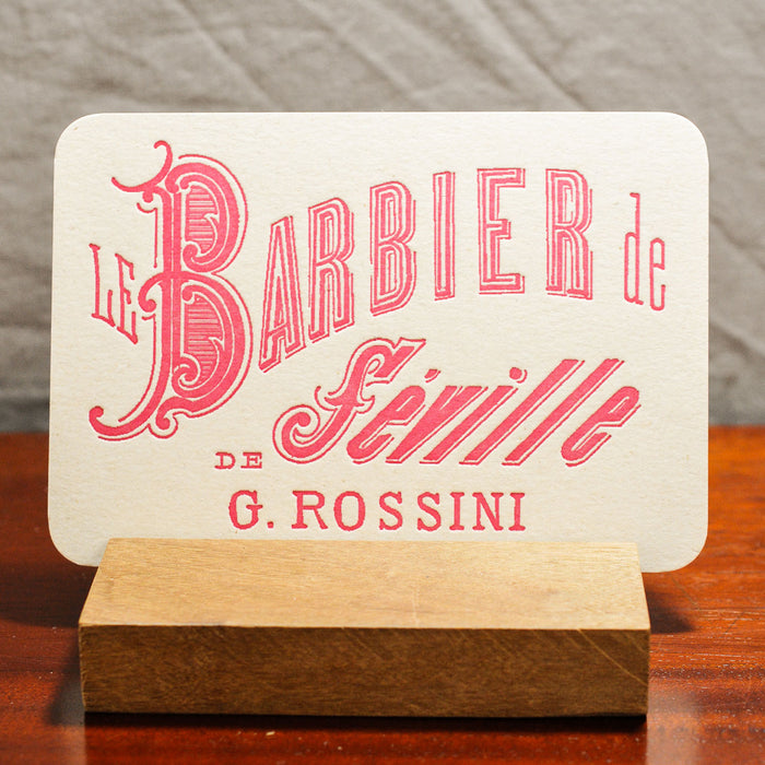 Carte Letterpress Barbier de Séville de Rossini