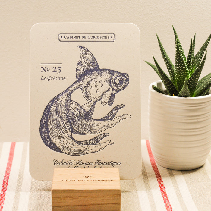 Carte Letterpress Poisson Rouge