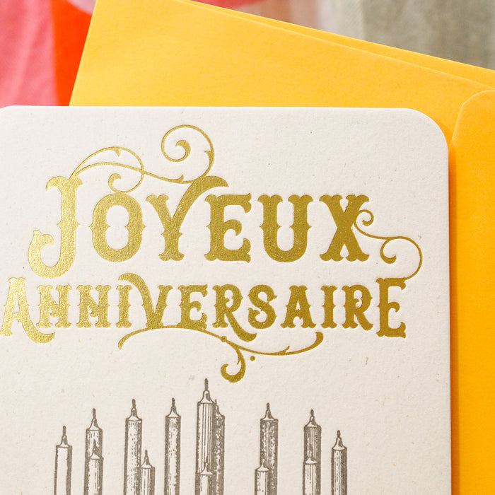 Carte Letterpress Gâteau Joyeux Anniversaire (avec enveloppe)