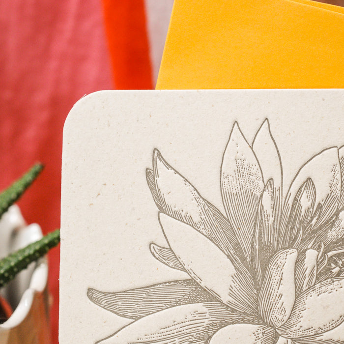 Carte Letterpress Merci Lotus (avec enveloppe)