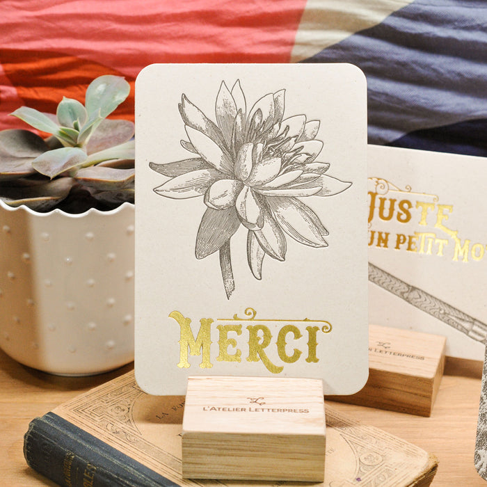Carte Letterpress Merci Lotus (avec enveloppe)
