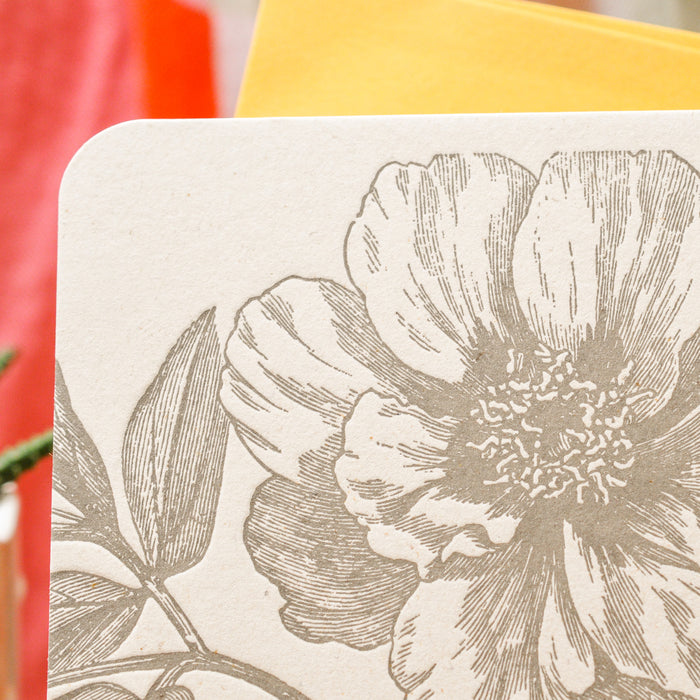Letterpress Card Thank You Wild Rose (with envelope)