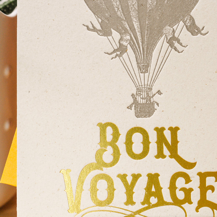 Letterpress Card Hot Air Balloon Bon Voyage (with envelope)
