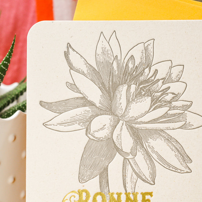 Letterpress Card Lotus Happy Mother's Day (with envelope)