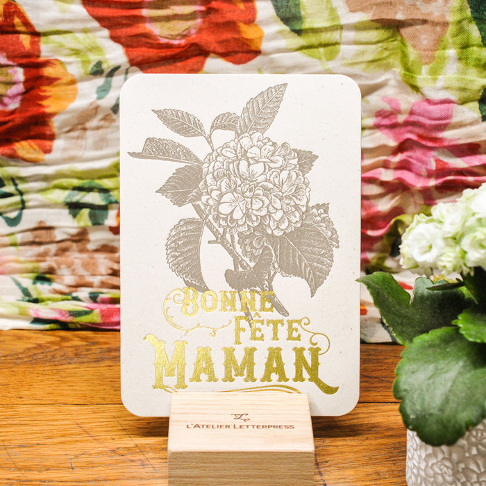 Letterpress Card Hydrangea Happy Mother's Day (with envelope)