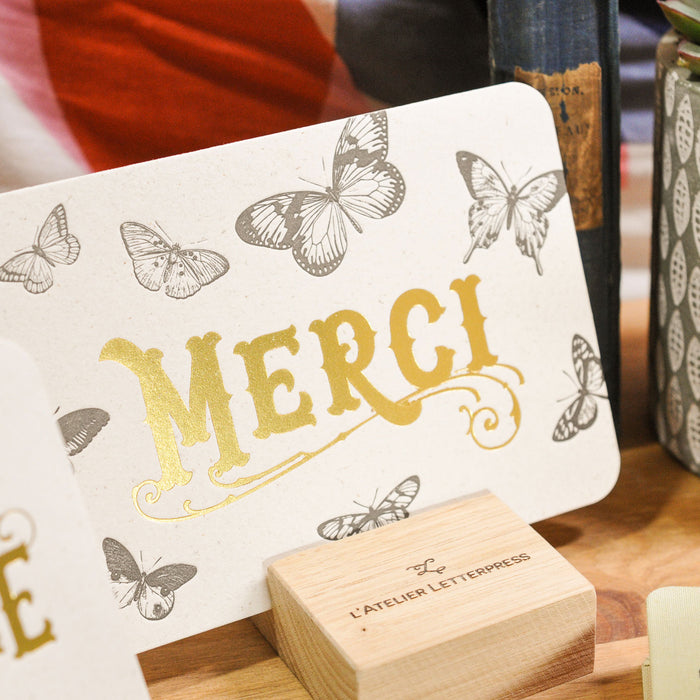 Carte Letterpress Papillons Merci (avec enveloppe)