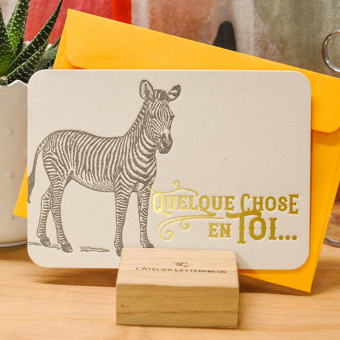 Carte Letterpress Zèbre (avec enveloppe)