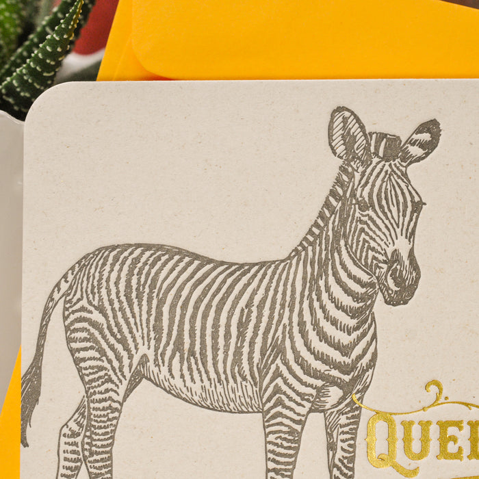 Carte Letterpress Zèbre (avec enveloppe)