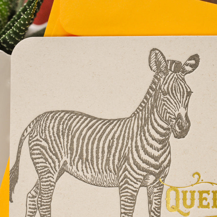 Letterpress Card Zebra (with envelope)