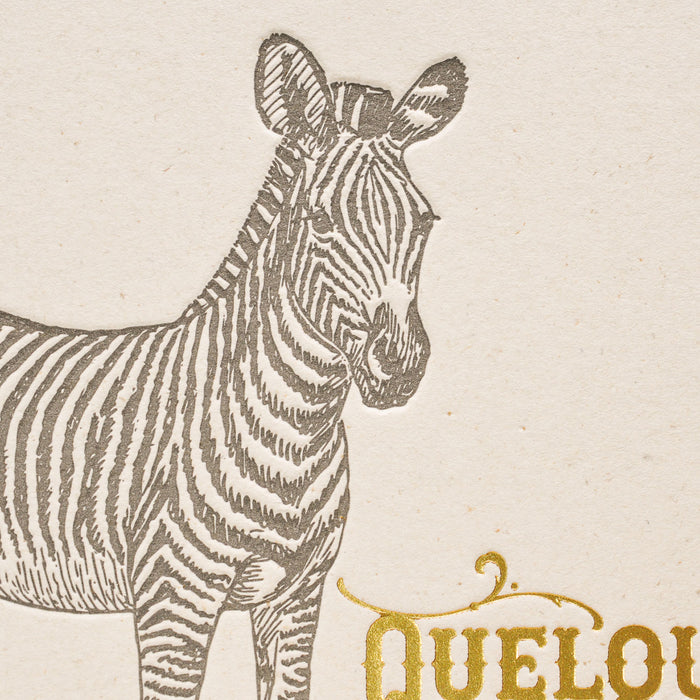 Carte Letterpress Zèbre (avec enveloppe)