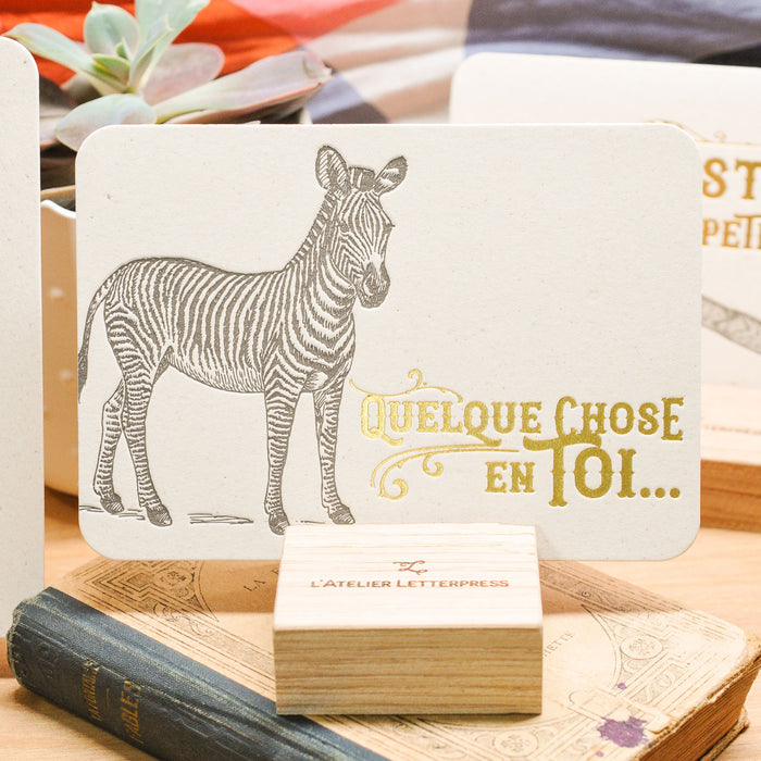 Carte Letterpress Zèbre (avec enveloppe)