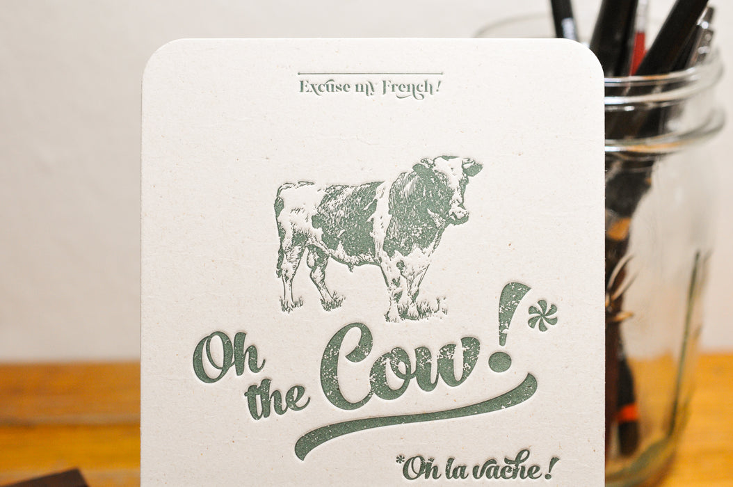 Carte Letterpress Oh la Vache