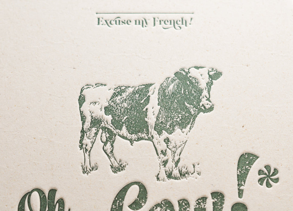 Carte Letterpress Oh la Vache