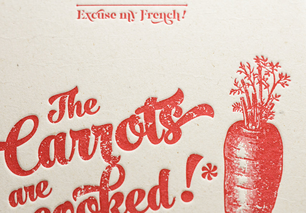 Carte Letterpress Les Carottes sont Cuites