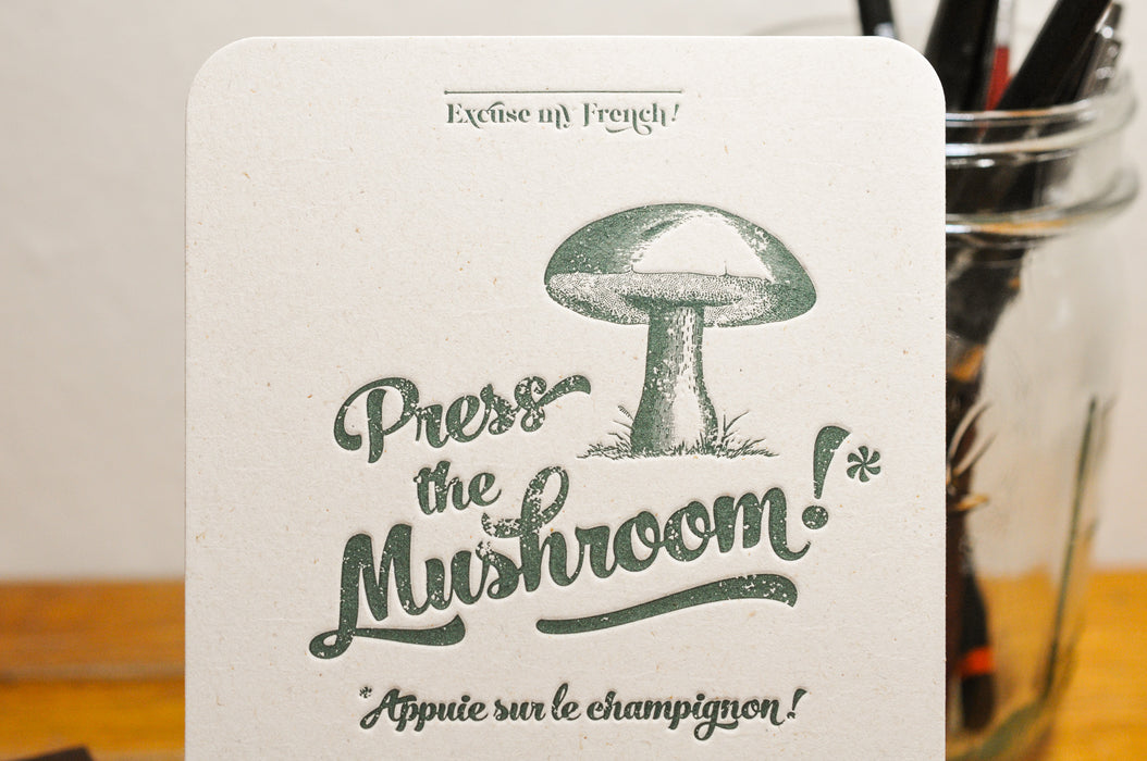 Carte Letterpress Appuie sur le Champignon