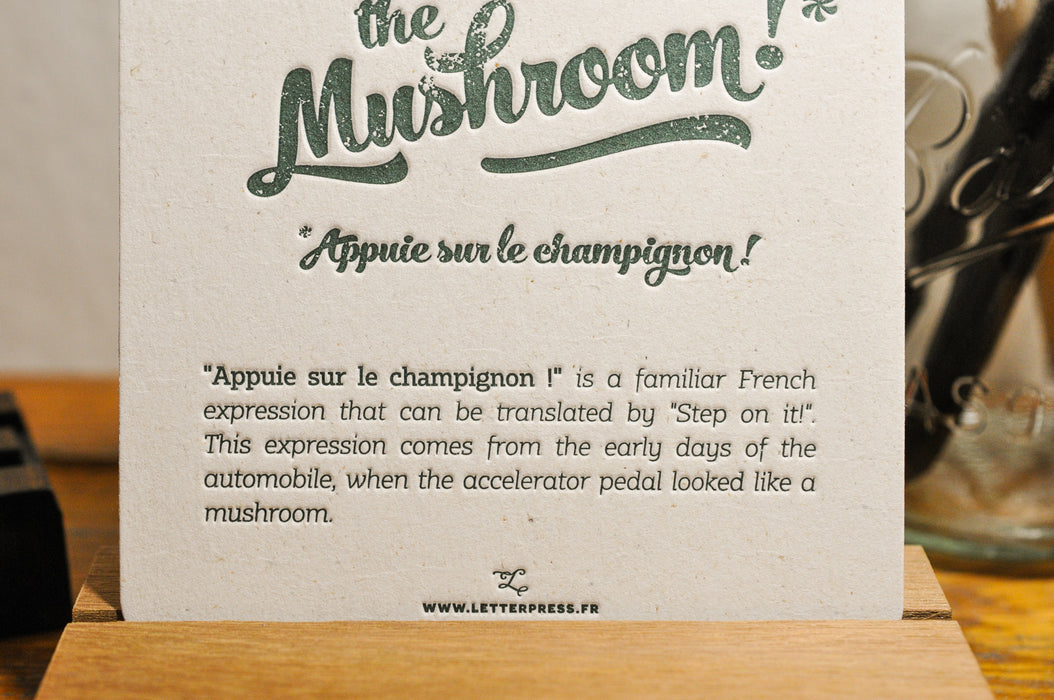 Carte Letterpress Appuie sur le Champignon