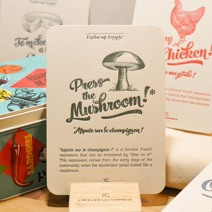 Carte Letterpress Appuie sur le Champignon