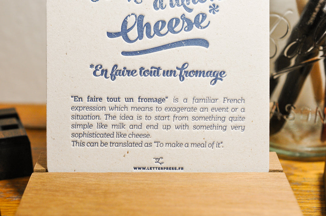 Carte Letterpress En faire tout un Fromage