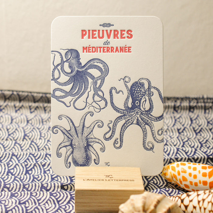 Letterpress Card Octopuses from the Mediterranean Sea
