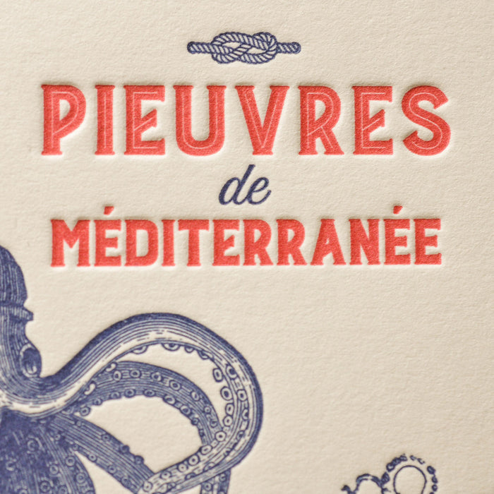 Carte Letterpress Pieuvres de Méditerranée