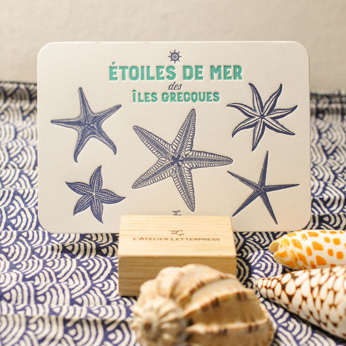 Carte Letterpress Etoiles de Mer des Îles Grecques