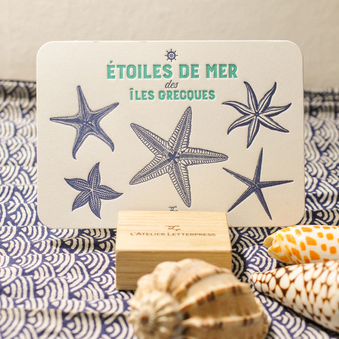 Letterpress Card Starfish from the Greek Islands